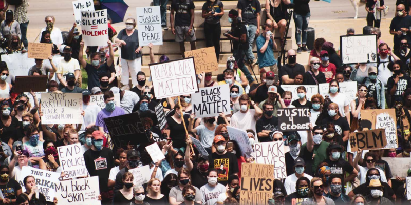 Protestors gather on the State House steps in Columbia, SC